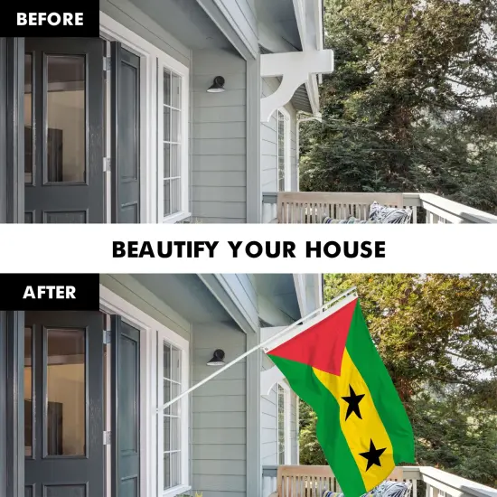 G128 Combo Pack: 6 Ft Twist Free Aluminum Spinning Flagpole (White) & Sao Tome and Principe Flag | 3x5 Ft | LiteWeave Pro Series Printed 150D Polyester | Pole with Flag Included {3}