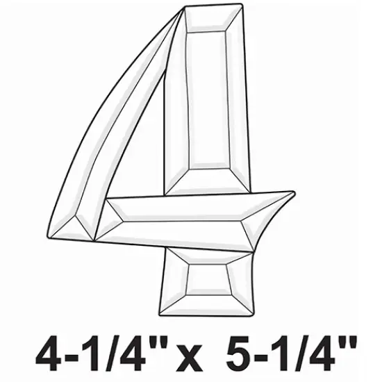 4-1/4" x 5-1/4" Exquisite Clear Glass Number 4 Bevel Cluster BN4 {2}