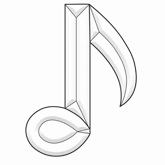 4-1/2" X 6" Exquisite Clear Glass Single Music Note Bevel Cluster EC136 {1}