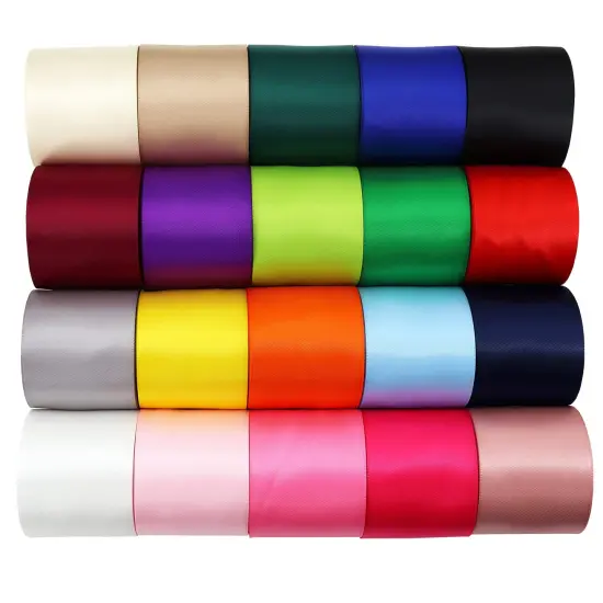 YERELO Double Face Satin Ribbon 2 inch Ribbon 20 Solid Color Ribbon Assortment, 2" X 2 Yard Each Total 40 Yards Per Package, Ribbon for Gift Wrapping Ribbons for Crafts Hair Ribbons {2}