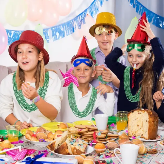 100PCS St Patricks Day Accessories, Green St. Patricks Day Beads Necklace, 33" Round Beads Irish Saint Patricks Necklaces Costume Bulk, Parade Throw Accessories for Wedding Birthday St. Patricks Decor {5}