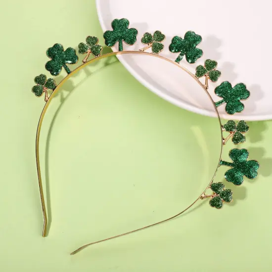 St. Patrick's Day Headbands, Glitter Rhinestone Shamrock Headbands Lucky Irish Hairbands St Patrick's Day Accessories Party Favors Gifts (Shamrock) {2}