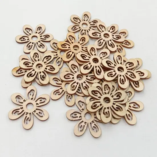 20 Pcs Flower Wood Shapes Craft Wooden Slices DIY Unfinished Wood Ornament for DIY Art Home Decoration {2}