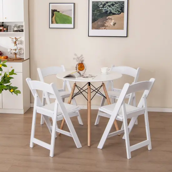 4 Pack Resin Folding Chairs with Padded Seat-White {2}