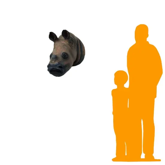 Baby Rhinoceros Head Life Size Statue {2}