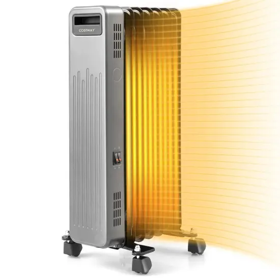 1500W Portable Oil-Filled Radiator Heater for Home and Office-Black {1}