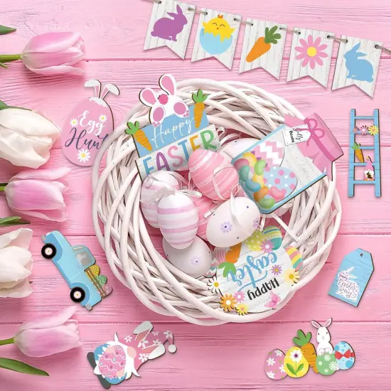 Easter Tiered Tray Decor Happy Easter Tiered Tray Ornament Rustic Farmhouse Spring Sign Bunny Truck Gnome Egg Wooden Sign {5}