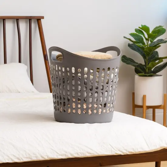 IRIS USA 3Pack Laundry Basket 40L Durable and Flexible, Portable Round Bin, 1.15 Bushel Hamper for Storage with Ventilation Holes for Closet Dorm, Gray {2}