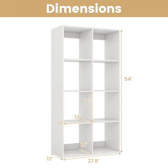 White 8-Cube Bookshelf Engineered Wood Open Back Storage Organizer {5}