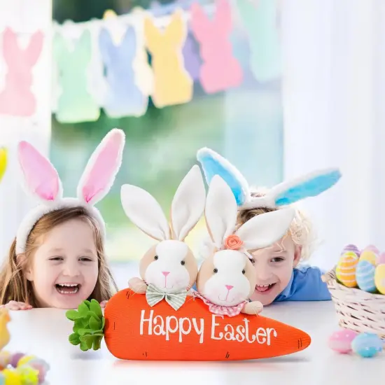Easter Decorations Happy Easter Bunny Ornaments Figurine Handmade Table Spring Home D&eacute;cor Cute Rabbit Tabletop Farmhouse Gifts Office Party Supply {2}