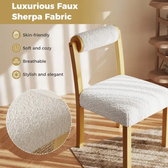 Wooden Dining Chair with Rubber Wood Frame and Cylinder Back Set of 2-White {6}