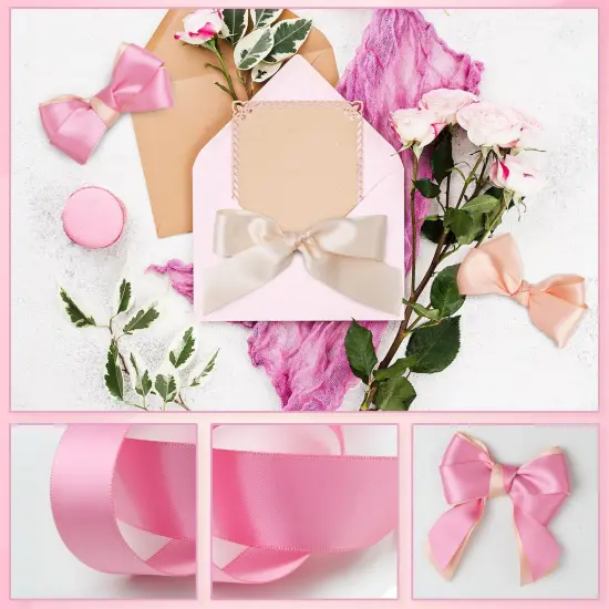 Pink Satin Ribbon 1 Inch Wide Light Pink Blush Pink Dusty Rose Ribbon Assorted Solid Color Double Faced Satin Ribbon for Flower Bouquet Wedding Invitation Crafts Gift Wrapping Hair Bows - 60Yds {4}