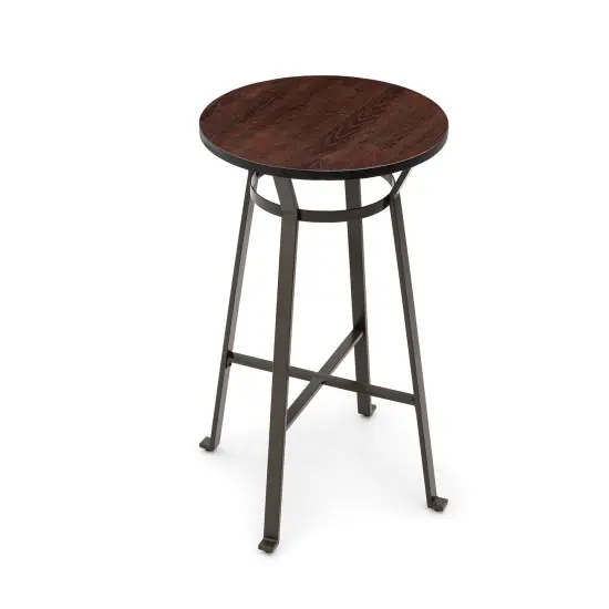 42.50"H Steel Bar Table With Elm Wood Top Brown {1}