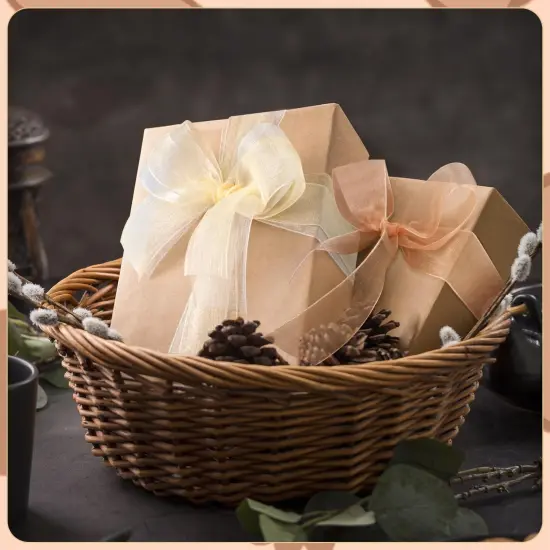 Sheer Ribbon Organza Ribbon 1 Inch x 150Yd 6 Rolls Brown Sheer Chiffon Ribbon Sheer Organza Ribbon Clear Fabric Ribbon for Gift Wrapping Wedding Bouquet Christmas Tree Decor Bows DIY Crafts {4}