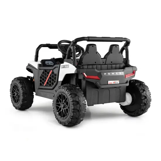 Red 12V Ride-On Truck Off-Road UTV for Kids with Parental Remote & LED Lights White {5}