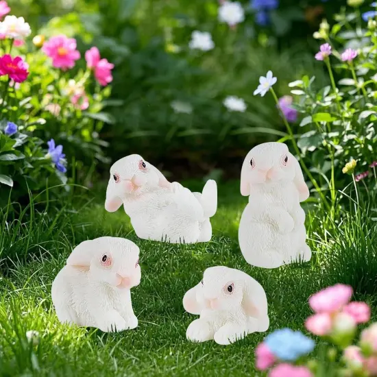 24 PCS Mini Bunnies Easter Decor - Mini Resin Animals Rabbits, Miniature Figurines Tiny Animals to Hide, for Easter Egg Filler Stuffers DIY Crafts Fairy Gardens Table Decor (White) {1}