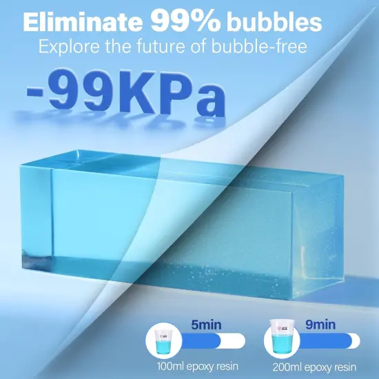 LET&rsquo;S Resin Upgraded Resin Bubble Remover, Eliminate 99% Bubble in 5-9 Minutes, 99Kpa with Digital Display，Bigger Capacity, Auto Vent, Timer for Epoxy Resin Casting, Resin Art Crafts, Jewelry Making {4}