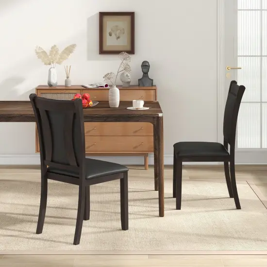 Dining Chairs Set of 2 Faux Leather Upholstered Kitchen Side Chairs with Padded Seat-Gray {5}