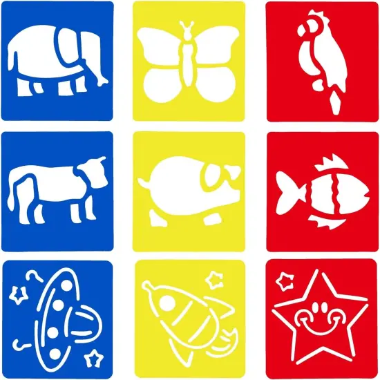 Drawing Stencils, Hollow Out Drawing Templates, Plastic Animal Stencils for Craft Projects (5.6 x 6 Inch) - 54 Pack {2}