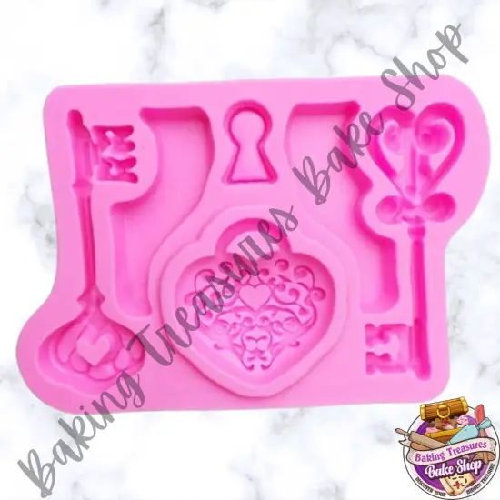 Love Lock with Key Silicone Mold {2}
