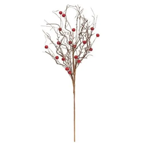 27&rdquo;High Wispy Red Berry Branch with Brown-Paper Wrapped Stem {1}