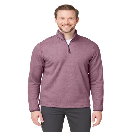 CORE365&reg; Men's Venture Heathered Stripe Quarter Zip BLACK/WHITE {3}