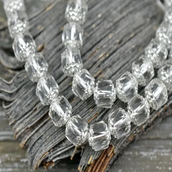 *20* 8mm Silver Washed Clear Fire Polished Cathedral Beads {4}