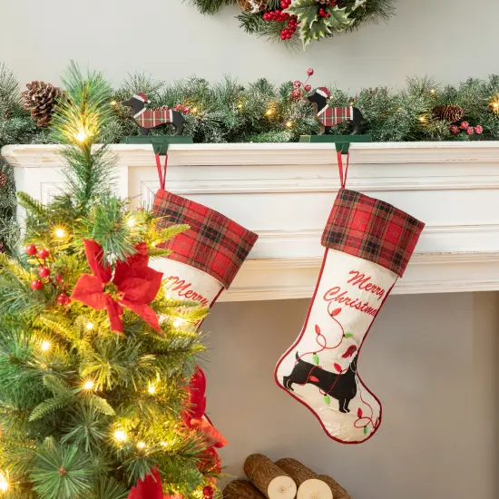 Wooden/Metal Reindeer/Dashshund Stocking Holder Set of 2-"Reindeer" {10}