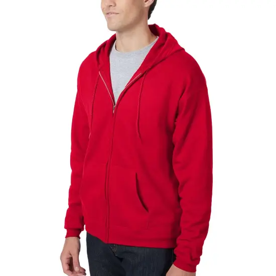 Hanes Ecosmart Full-Zip Hooded Casual Multicolor Full-Zip Hooded Sweatshirt Deep red {1}