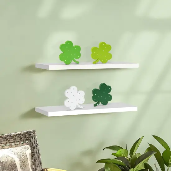 AKEROCK St Patricks Day Decor, Wooden Shamrock Decor for Table, Tiered Tray, Office Desk, Mantle Saint Patricks Day Decorations for the Home, 4 PCS Shamrock Decorations {3}