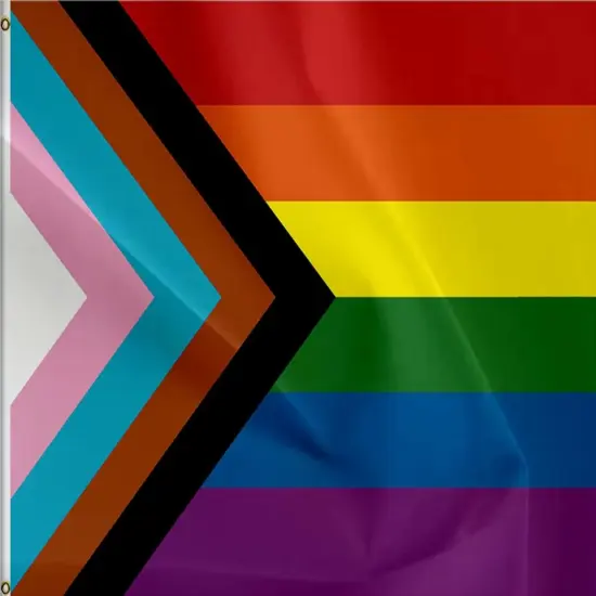 Progress Pride Flag 5x8FT- LGBT Community Support Gay Pride Rainbow Banner with 2 Brass Grommets, Sturdy Double Stitched and Premium Polyester. (5x8) {1}