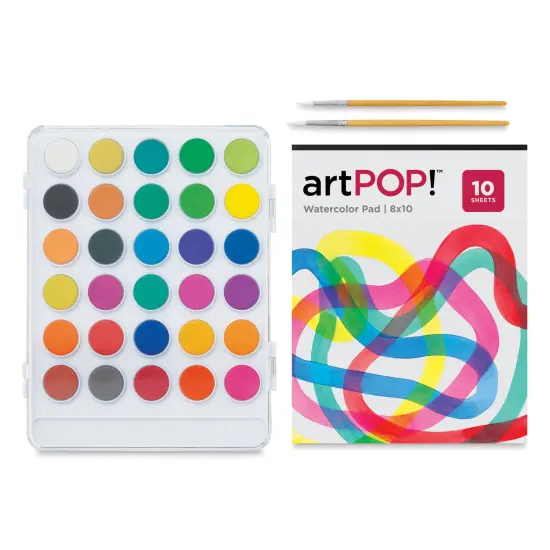 artPOP! Watercolor Paint Kit, All-in-One Paint Set, 30 Pressed Colors with 8 x 10 Paper Pad, Paintbrushes, and Palette Case for Kids or Adult Arts and Craft Painting {3}