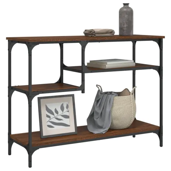 vidaXL Console Table with Shelves Brown Oak 39.4"x13.8"x29.5" {1}