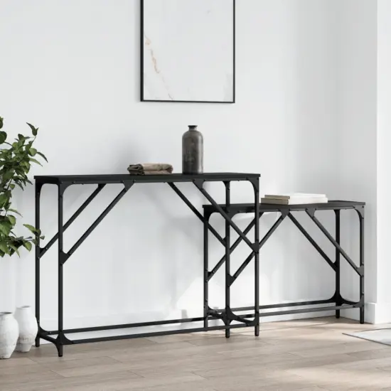vidaXL Nesting Console Tables 2 pcs Black Engineered Wood {1}