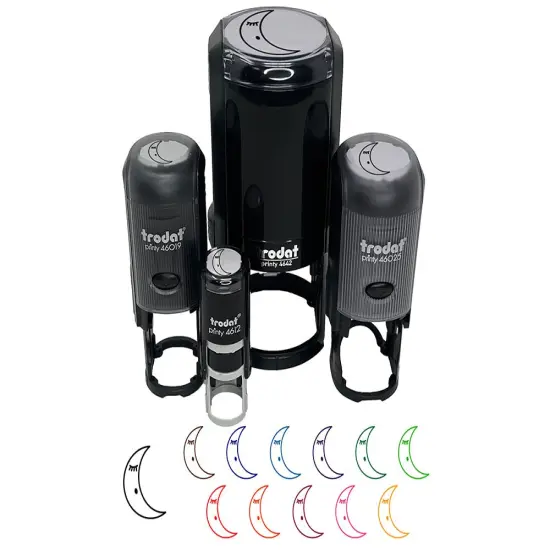 Sleeping Moon Self-Inking Rubber Stamp for Stamping Crafting Planners Blue {1}