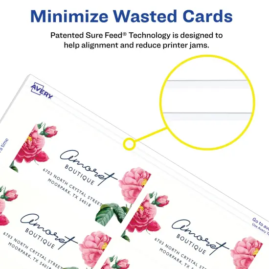 Avery Clean Edge Printable Business Cards with Sure Feed Technology, 2" x 3.5", White, 1,000 Blank Cards for Inkjet Printers (08870) {5}
