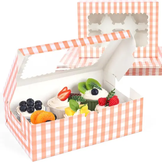 6 Count Cupcake Boxes, 15PCS 9.5"x6.3"x3" Cupcake Container with Window Boxes Holding 90 Pastry Box for Birthday Holiday Party Bakery Supplies {1}