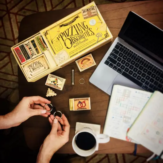 Professor Puzzle: The Puzzling Obscurities Box of Brainteasers - 10 Pocket-Sized Matchboxes w/ 60 Challenges, Wood-Metal Pcs, Problem Solving, Ages 8+ {6}