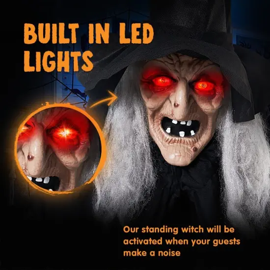 Outdoor Halloween Decorations Animatronics Witch with Cane {3}