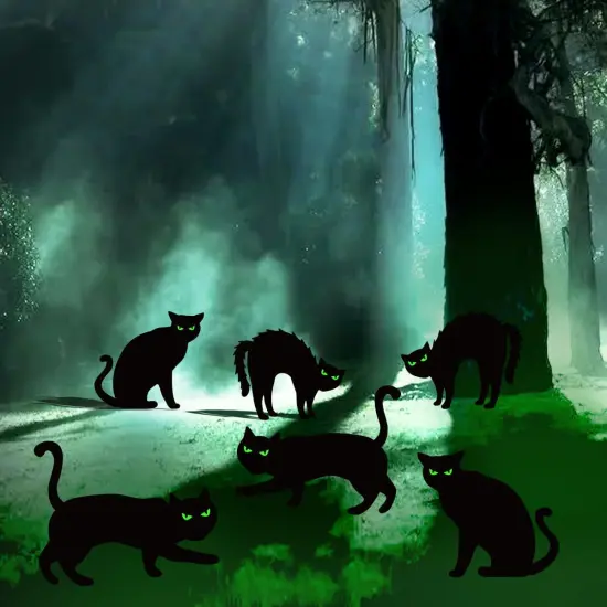 6ct Black Cat Decor Yard Signs with Stakes, Halloween Decorations Outdoor {5}