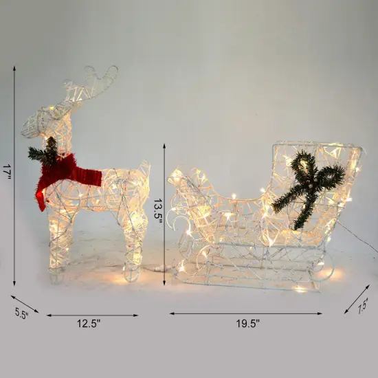 Holiday LED Brown Reindeer with Sleigh, Warm White Twinkling Christmas Lights {6}