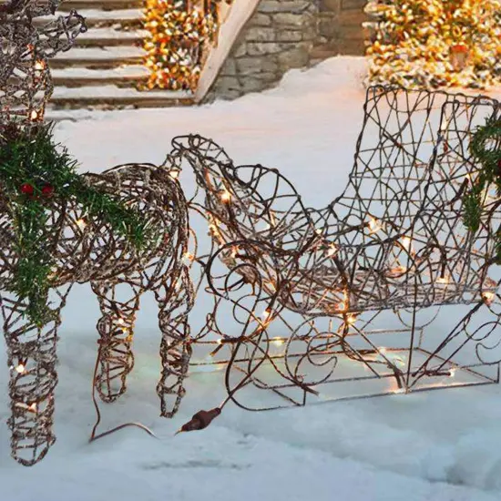 Warm White LED Reindeer with Sleigh, Sparkling Outdoor Christmas Decor {5}