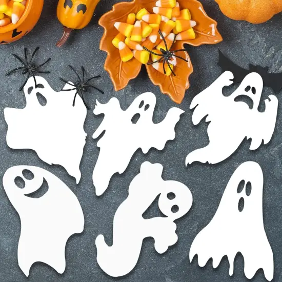 6PCS Ghost Lawn Decorations Signs with Spooky Faces for Garden Yard {2}