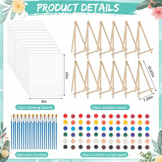 12 Set 8x10 Inch Canvas and Easel Set Paint Kits for Adults {2}