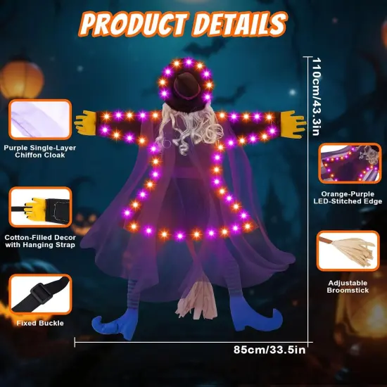 Solar Halloween Decorations Outdoor Witches - Orange Purple {5}