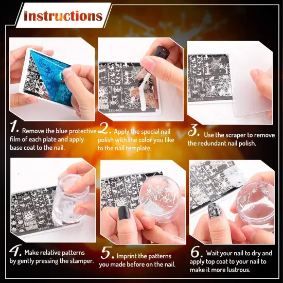 4 Pieces Halloween Nail Art Plates {3}