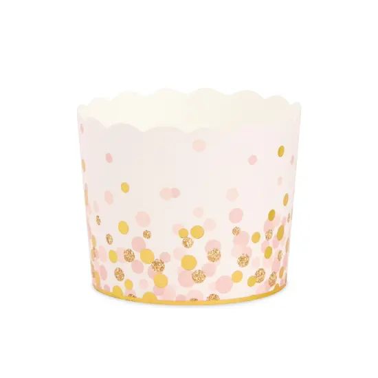 50 Pack Pink and Gold Polka Dot Cupcake Liners Wrappers, Muffin Paper Baking Cup for Wedding & Birthday {5}