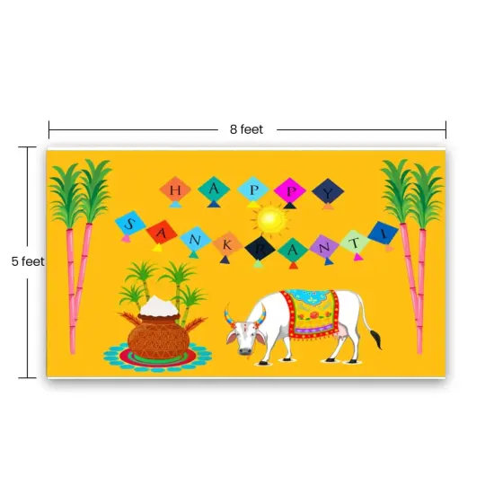 Happy Makar Sankranti Backdrop Banner - Sankranthi Decor Indian Harvest Festival Background Holiday Banner Wall Background Sankranti Party Celebration Decorations Photo Props {4}