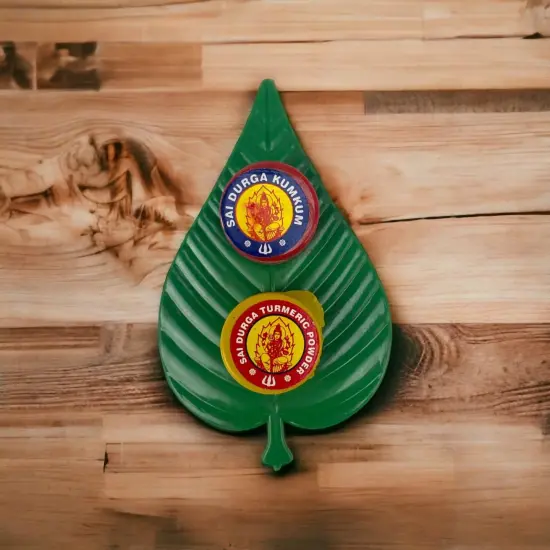 Haldi Kumkum Packet Leaf Set Turmeric Combo Sindoor Dabbi Pooja Item for Indian Wedding, Thamboolam, Housewarming, Havan Temple Decor Festive Essentials Gift {3}