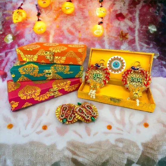 Personalized Diwali Gifts Hamper Shubh Labh Rajasthani Brocade Design Gift Box Indian Festival Diwali Hamper Basket for Employees Home Office Friends Family - Corporate Return Gift Items {6}